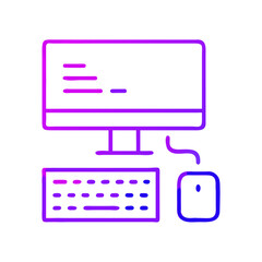 Fototapeta premium Modern computer setup with keyboard and mouse displayed in vibrant colors suitable for creative workspace design