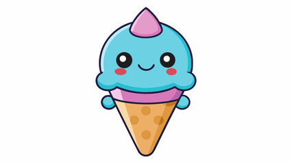 A  ice cream cone vector illustration of a delicious, cold, sweet strawberry flavor ice-cream dessert