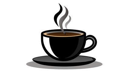 A brown vector icon depicts a steaming hot cup of coffee, a popular breakfast drink often enjoyed at a cafe