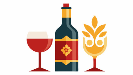 A red wine beverage in a glass and bottle is isolated for a celebration drink