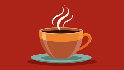 A brown mug with hot espresso and visible steam, perfect for a cafe breakfast drink