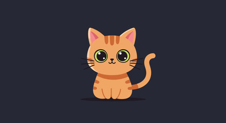 Cute Cartoon Cat Profile View in Dark Background
