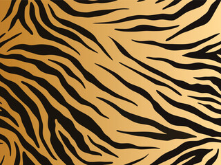Stylish Tiger Stripe Seamless Pattern - Golden Animal Print Vector Background.