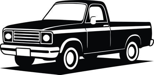 Pickup truck silhouette, Pickup silhouette, pickup graphic vector, pickup truck black icon isolated on white background © VectorEliteX