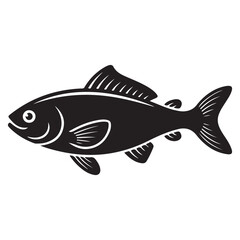fish vactoe silhoutte illustration with a white backraund