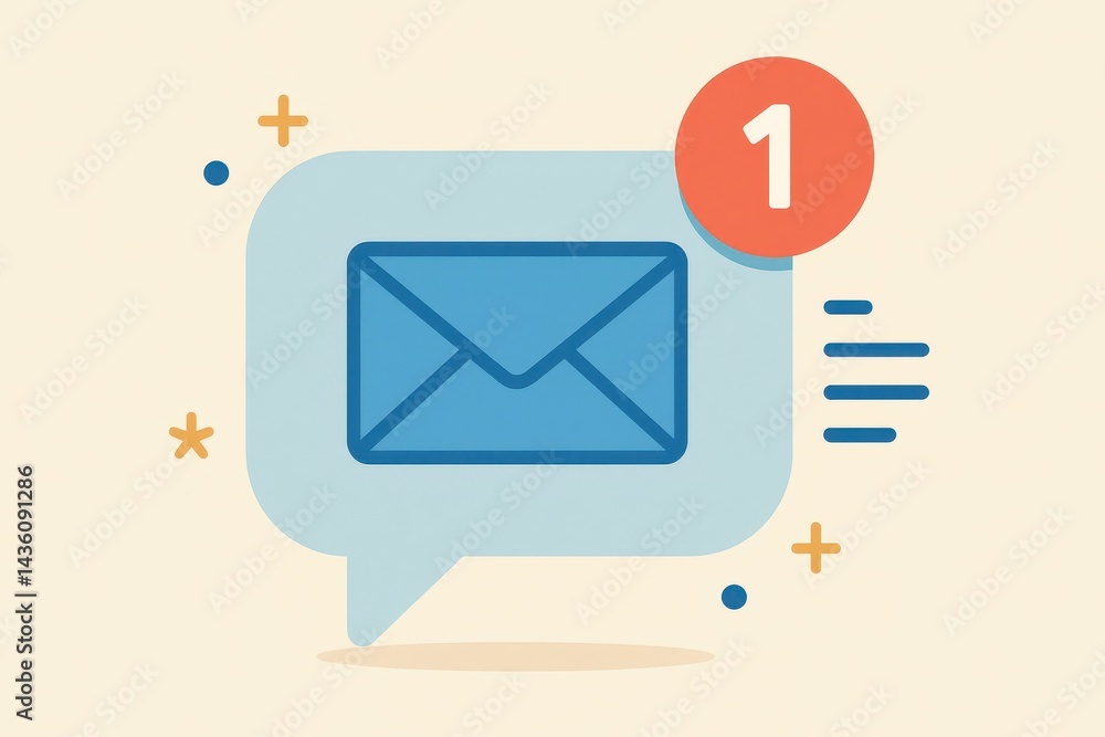 Poster digital message alert icon with notification badge and speech bubble