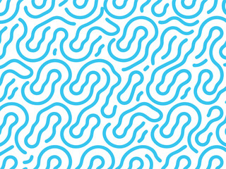 Abstract Wavy Blue Line Pattern - Seamless Vector Illustration.