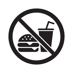 Forbidden fast food icon with no food sign symbol in red