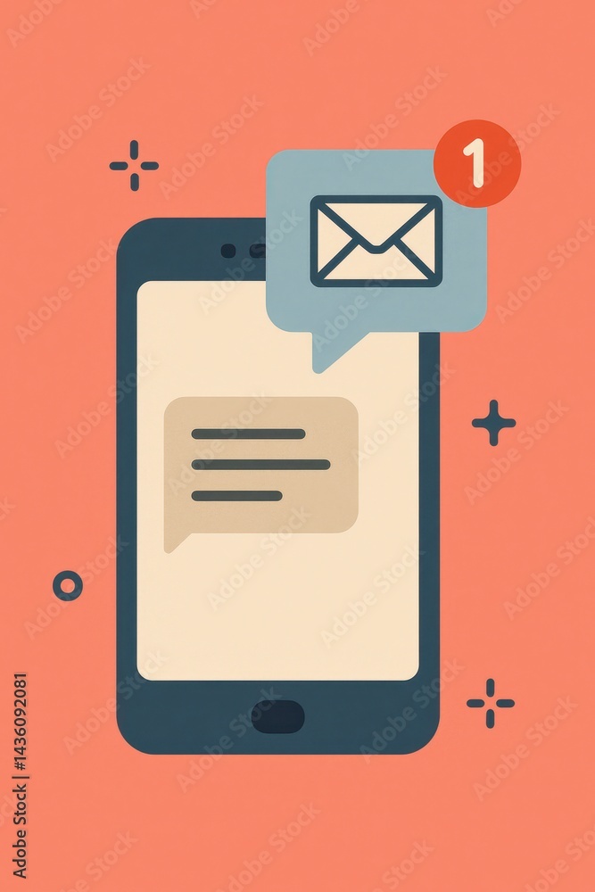 Poster modern smartphone communication with message notification icon