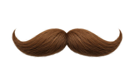 A flamboyant brown mustache strikes a comical pose against a stark black backdrop