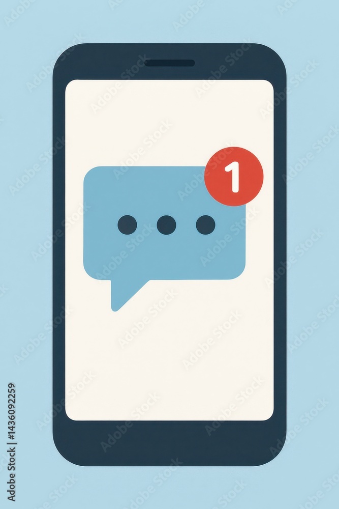 Poster notification alert message on smartphone with speech bubble icon