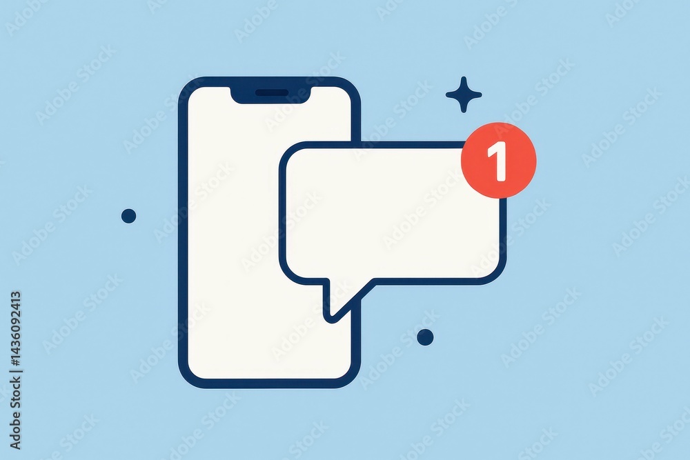 Poster smartphone notification message alert with icon and text bubble