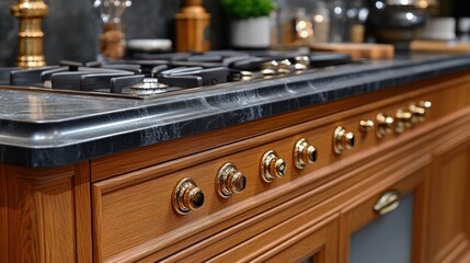 Opulent kitchen range with soapstone countertop