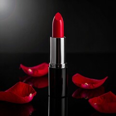 red lipstick on white background