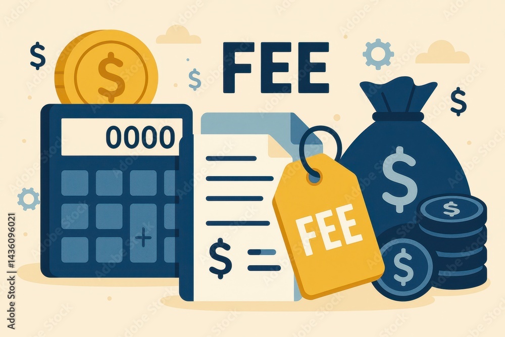 Poster detailed breakdown of fee calculation with diagram and elements