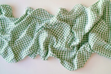 Green and white checkered fabric draped (3)