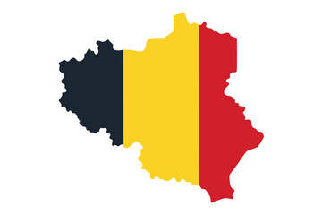 Obraz premium Map of Belgium with Belgian flag colors displayed prominently on white background