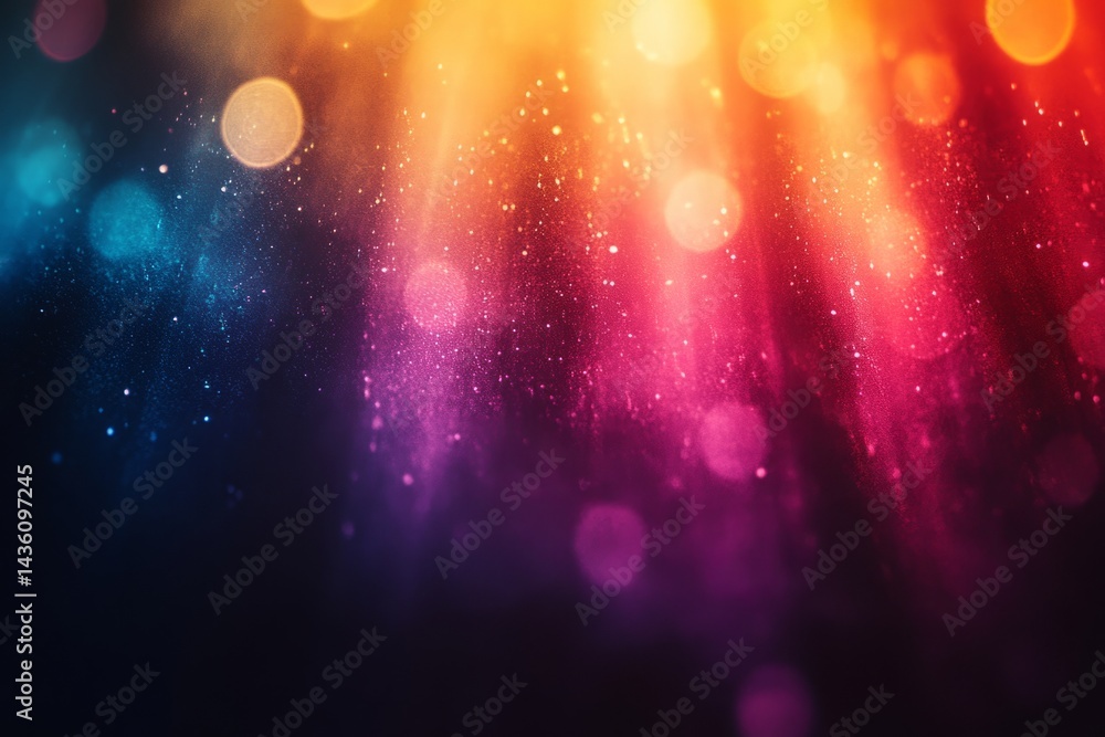 Aufkleber colorful bokeh effect and bright light rays shining on a glittering surface, creating a vibrant and 