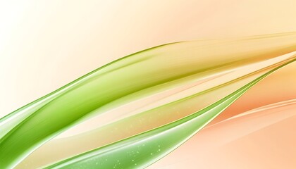 Obraz premium Abstract artwork featuring flowing, translucent green and peach waves on a soft, light background