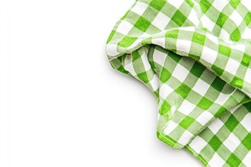Green and white checkered cloth draped