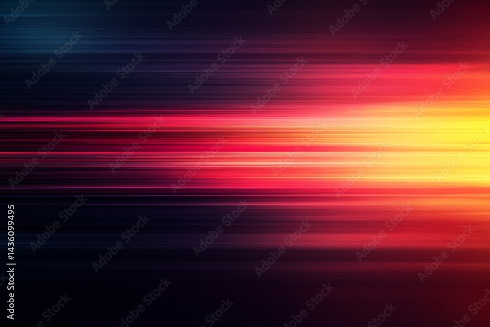 Poster colorful horizontal lines blend together, creating a dynamic abstract background with a sense of mot