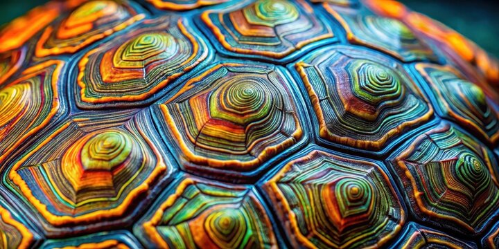 Intricately patterned turtle shell with swirling shapes and vibrant colors , textures, turtle shells,  textures