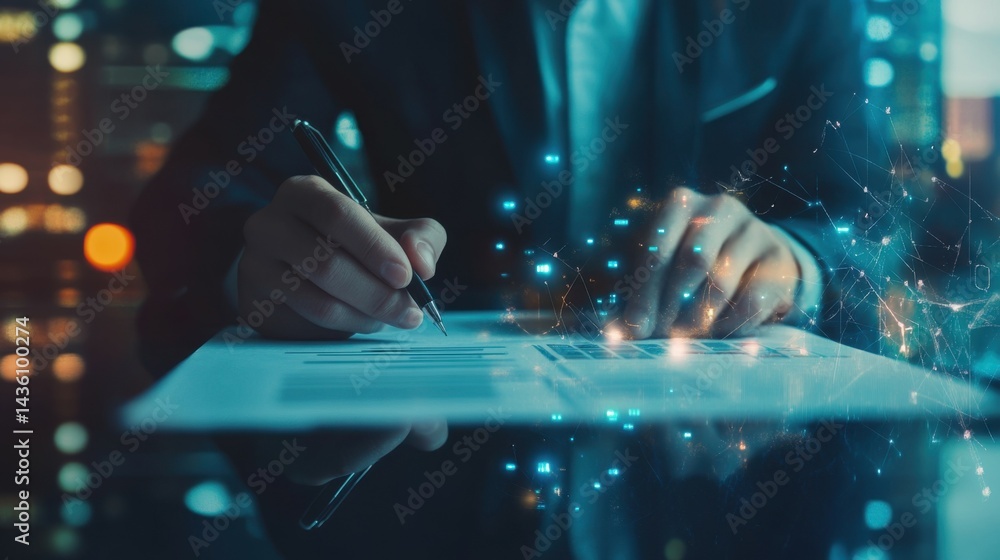 Poster businessman writing to tick correct mark in checklist with progressive loading status to remind work