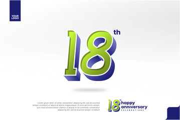 18th Anniversary 3D Number with Silver Jubilee Design in Pear Green and Violet Blue