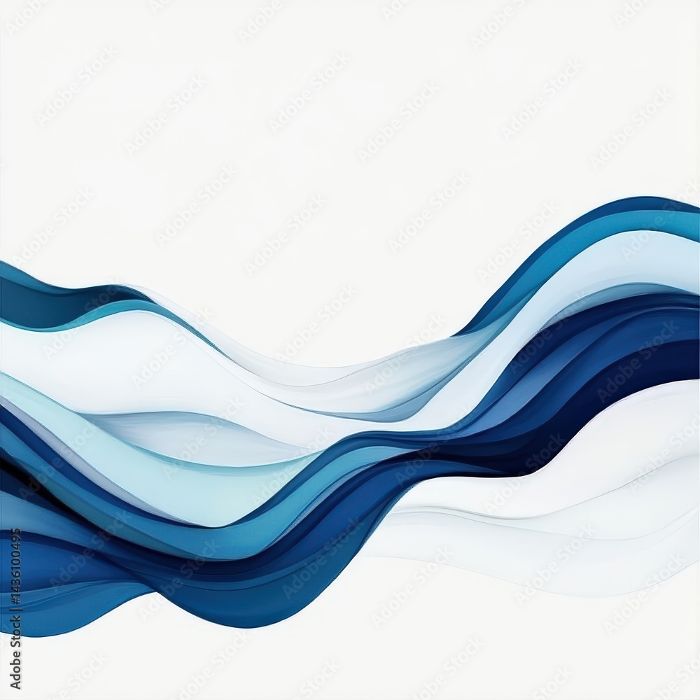 Poster dynamic abstract wave composition in elegant blue flowing layers showing fluid digital energy with f