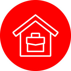 Work From Home Vector Line White Circle Red