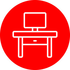Office Table Vector Line White Circle Red