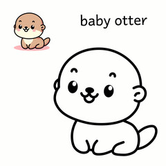 Coloring book for children (cartoon baby otter)