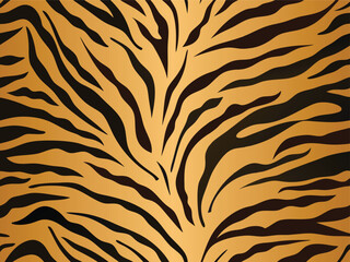Stylish Tiger Stripe Seamless Pattern - Golden Animal Print Vector Background.