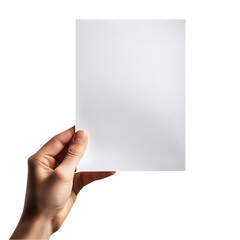 Hand holding a blank white paper.