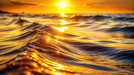 Golden waves with shimmering effect in a dynamic background, dynamic background, sunset