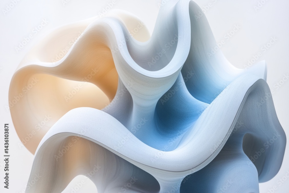 Poster modern art piece with flowing curves creating a sense of motion and fluidity