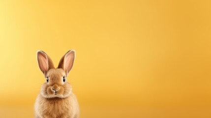 Fototapeta premium cute animal pet rabbit or bunny brown color smiling and laughing isolated with copy space for easter background, rabbit, animal, pet, cute, fur, ear, mammal, background, celebration, generate by AI.