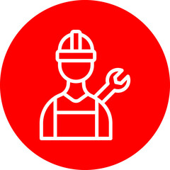 Plumber Vector Line White Circle Red