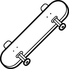 Skateboard silhouette, skateboard line art vector, skateboard outline drawing illustration
