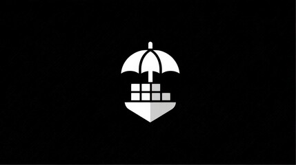 Umbrella Over Ship and Cargo Symbol for Protection and Safety