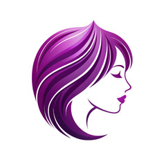 Purple Hair Woman Profile Logo Design on transparent background