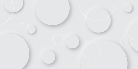 Abstract grey geometric overlapping circle background Neomorphs style. Presentation slide template. Vector circles design Object web Round shape clean modern poster, banner background Vector	
