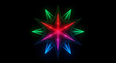 Radiant Starburst Design Glowing With Neon Lights On Dark Background