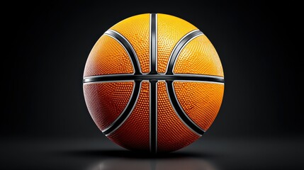 Vibrant Basketball with Textured Surface on Dark Background