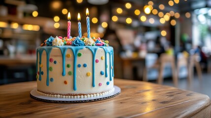 Birthday cake with colorful decorations