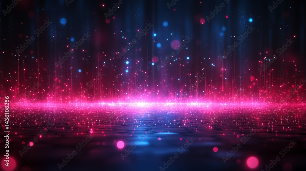 Poster illuminated particles: an abstract display of glowing particles dance in a vibrant spectacle of ligh