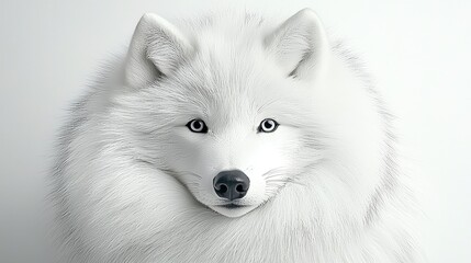 Fototapeta premium Monochrome Digital Rendering of a Majestic White Wolf on White Backdrop