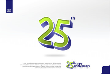25th Anniversary 3D Number with Silver Jubilee Design in Pear Green and Violet Blue