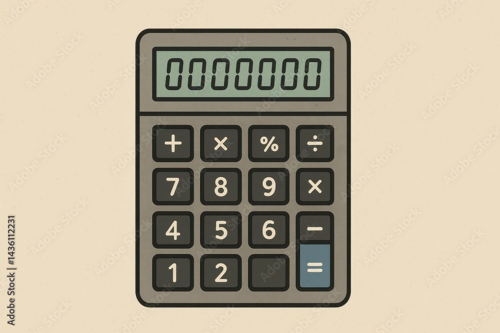 Aufkleber simple graphic representation of a basic calculator on light background