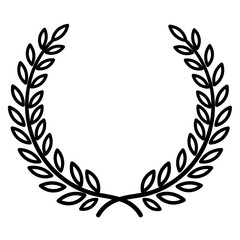 Laurel wreath outline icon silhouette in black
